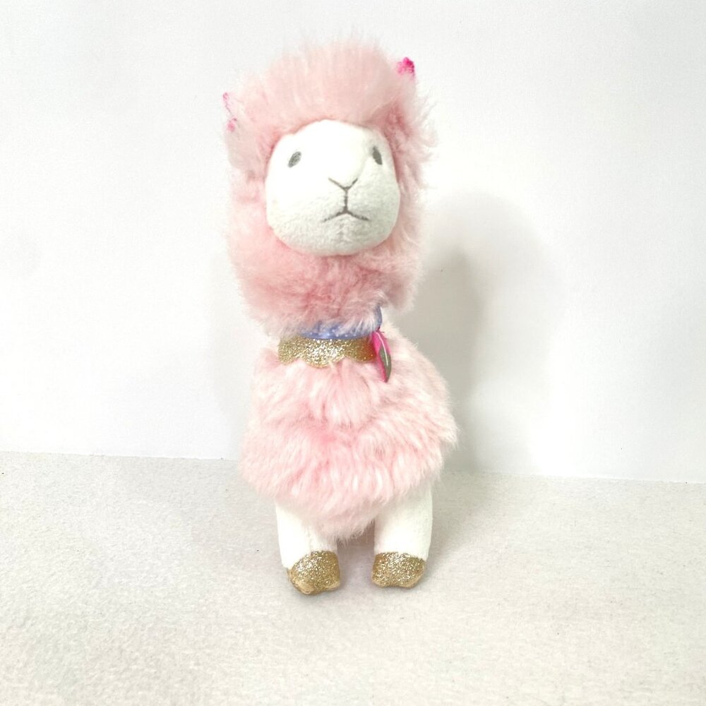 FAO Schwarz Plush Llama 2018 Histoire D'Ours 9" Pink White Gold Glitter